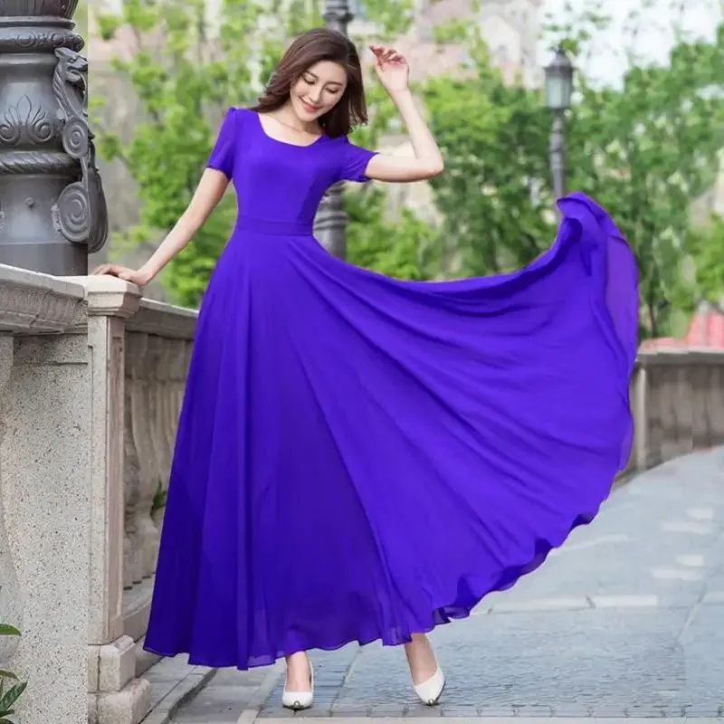 Elegant Slimming Chiffon Long Dress For Women 2020 New Style Beach Dress Tailored Fit And Smooth Silhouette