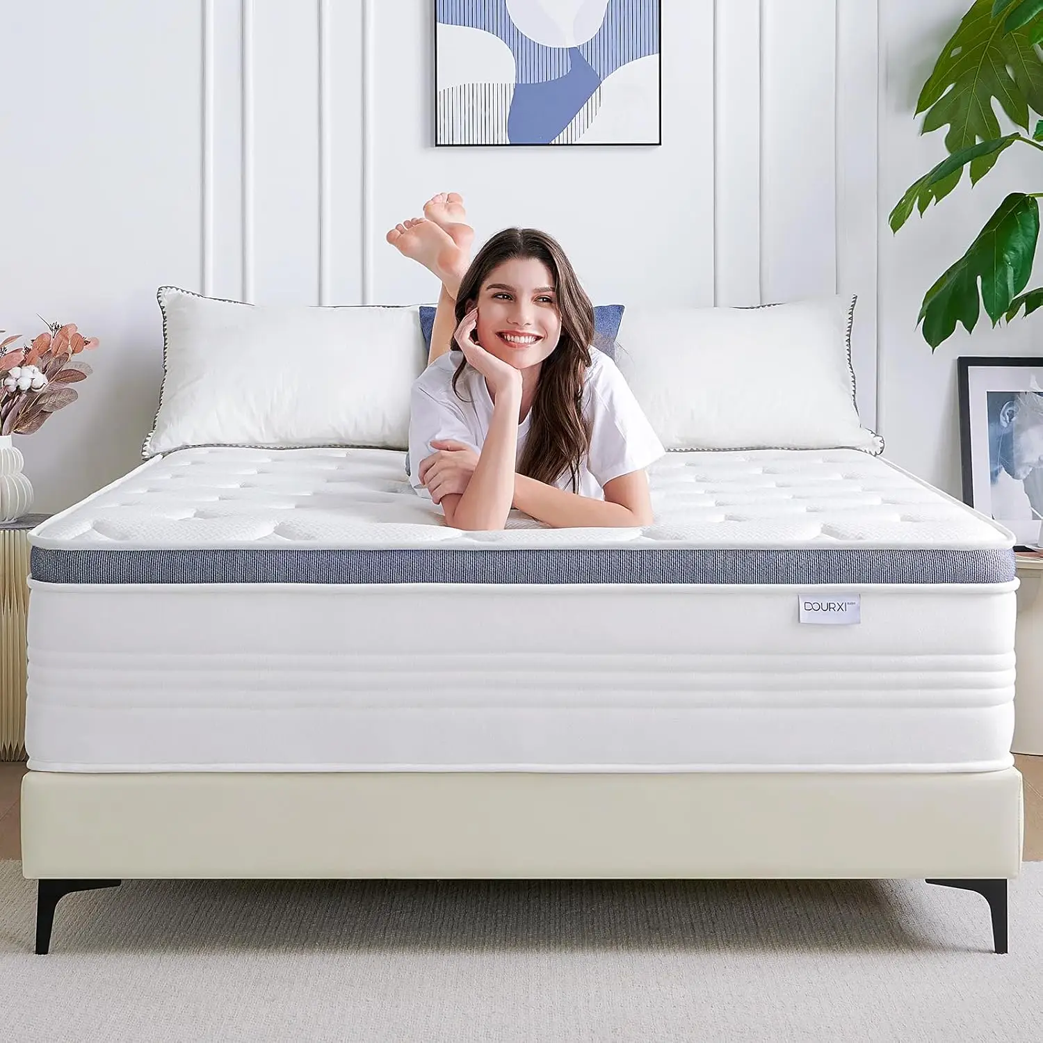 14-Inch Queen Mattress in a Box with Gel Memory Foam Individually Pocketed Springs for Pressure Relief Back Pain Relief-Plush