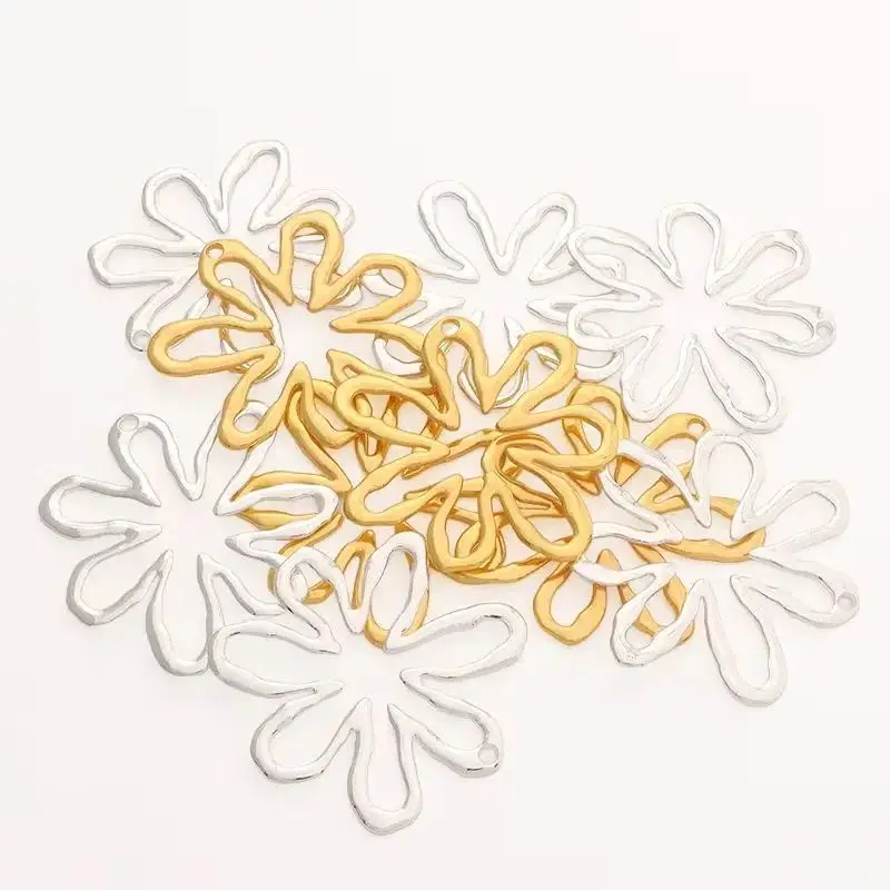 3 x Antique Gold Color Large Hollow Open Flower Charms Pendants For DIY Necklace Jewelry Making Findings Accessories 65x61mm