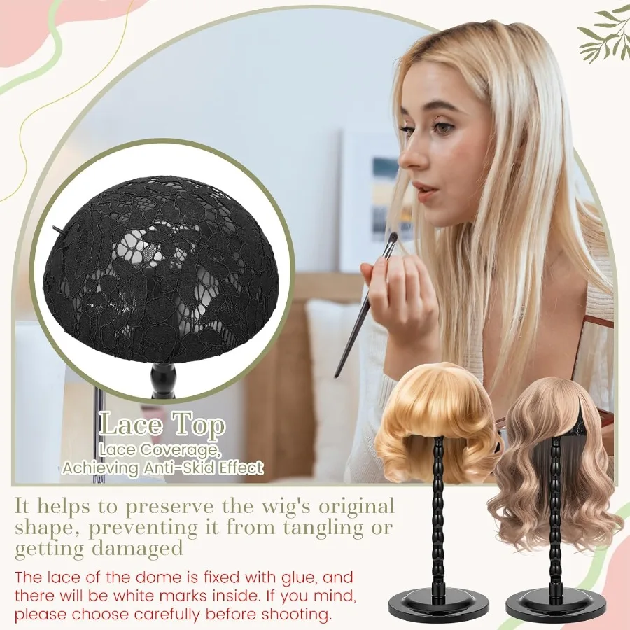 Geelin 4 قطع حامل شعر مستعار بلاستيكي مع رؤوس غير قابلة للانزلاق لتصفيف وتجفيف شعر مستعار وقبعات متعددة حامل عرض بطول 13.8 بوصة f