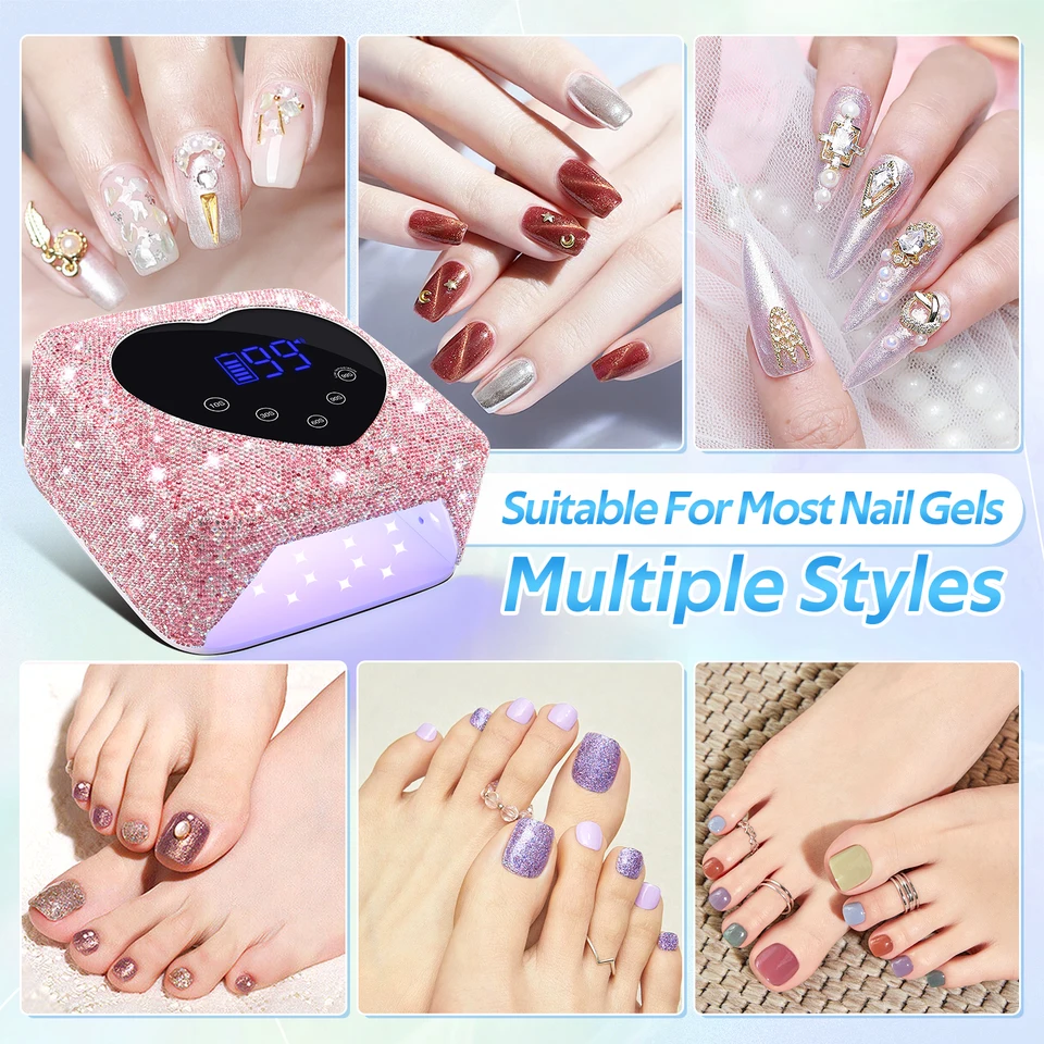 Lámpara recargable de 72W UV LED para uñas, 30 LEDs inalámbrica, curado de esmalte en gel con pantalla grande, equipo profesional 6