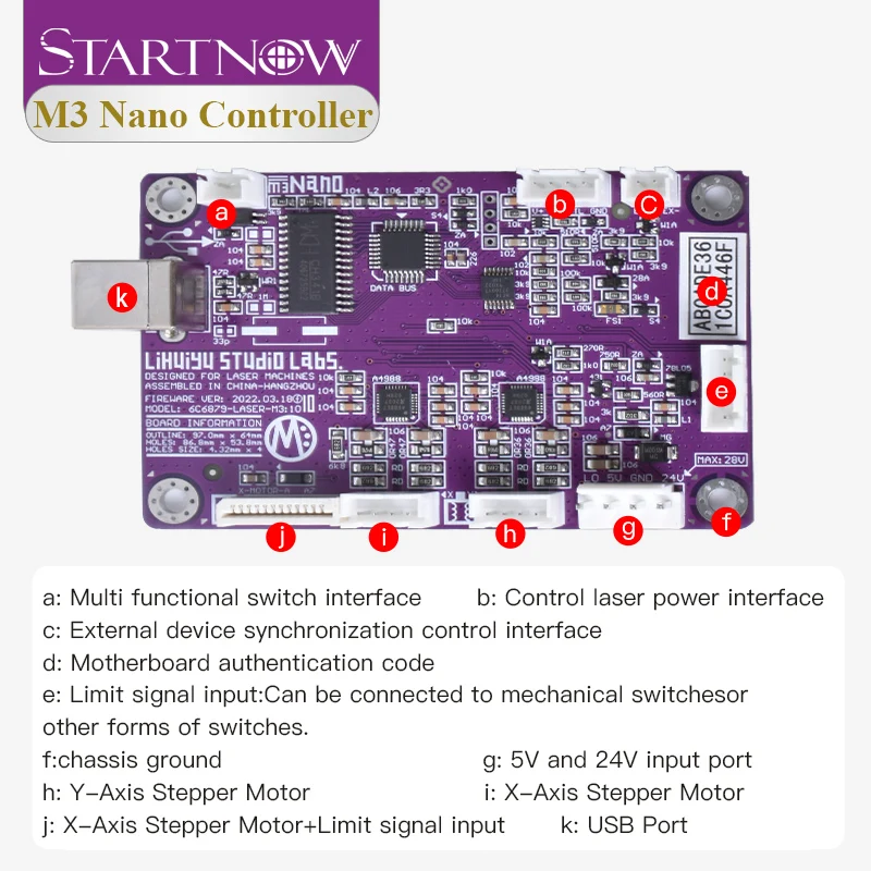 Startnow M3 Nano Laser Controller LIHUIYU Main Board Control Panel Dongle B System for DIY 3020 3040 K40 Laser Engraving Machine