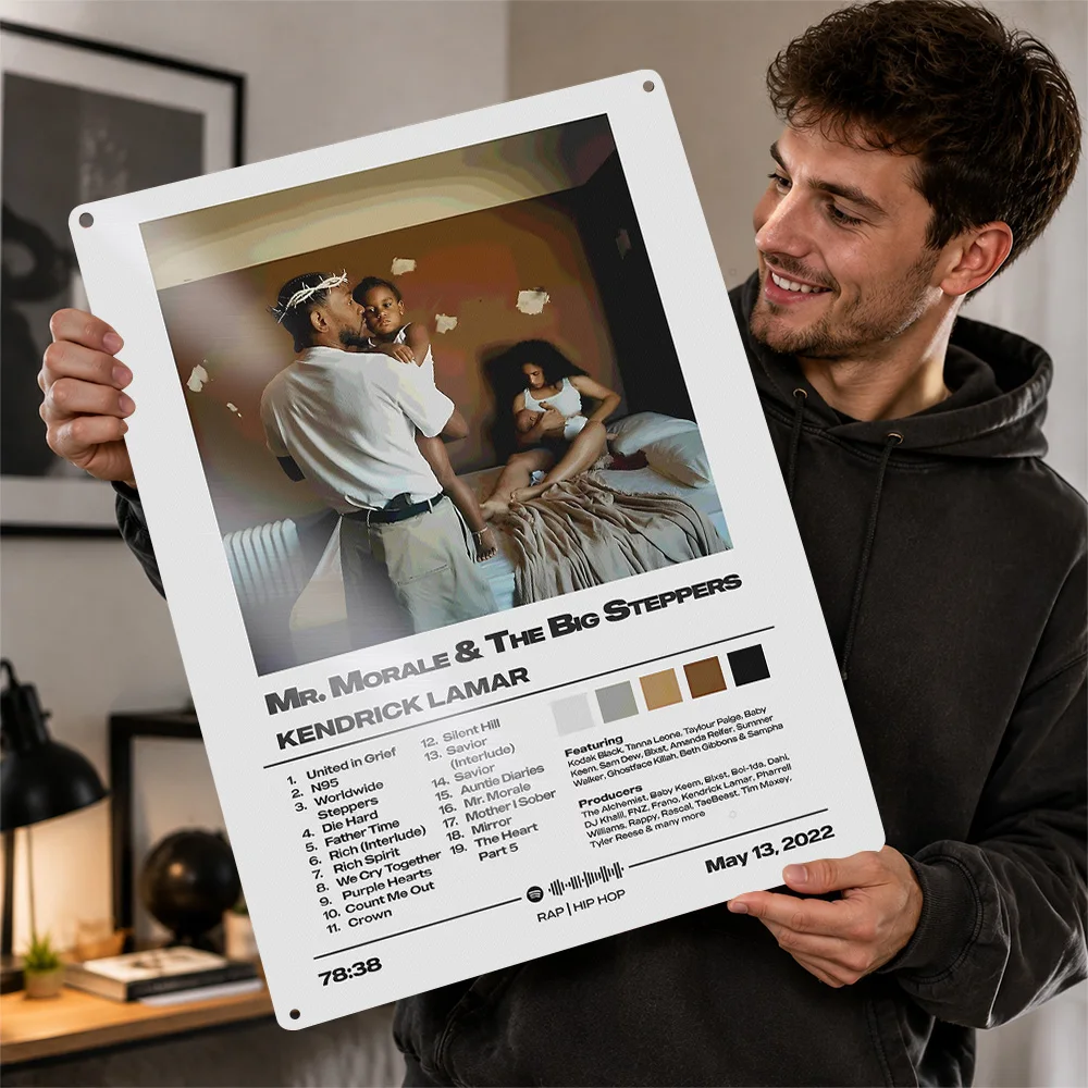 Kendrick Lamar Mr. Morale Album Cover Printed Poster Personalized Aluminum Metal Sign Urban Tribute Wall Art Made For Rap Fans