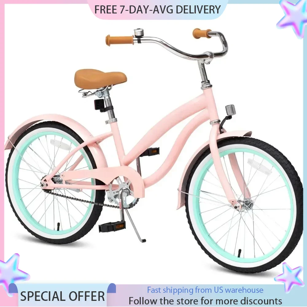 Girls Beach Cruiser Bike, for Kids 5-13 Years Old, 16