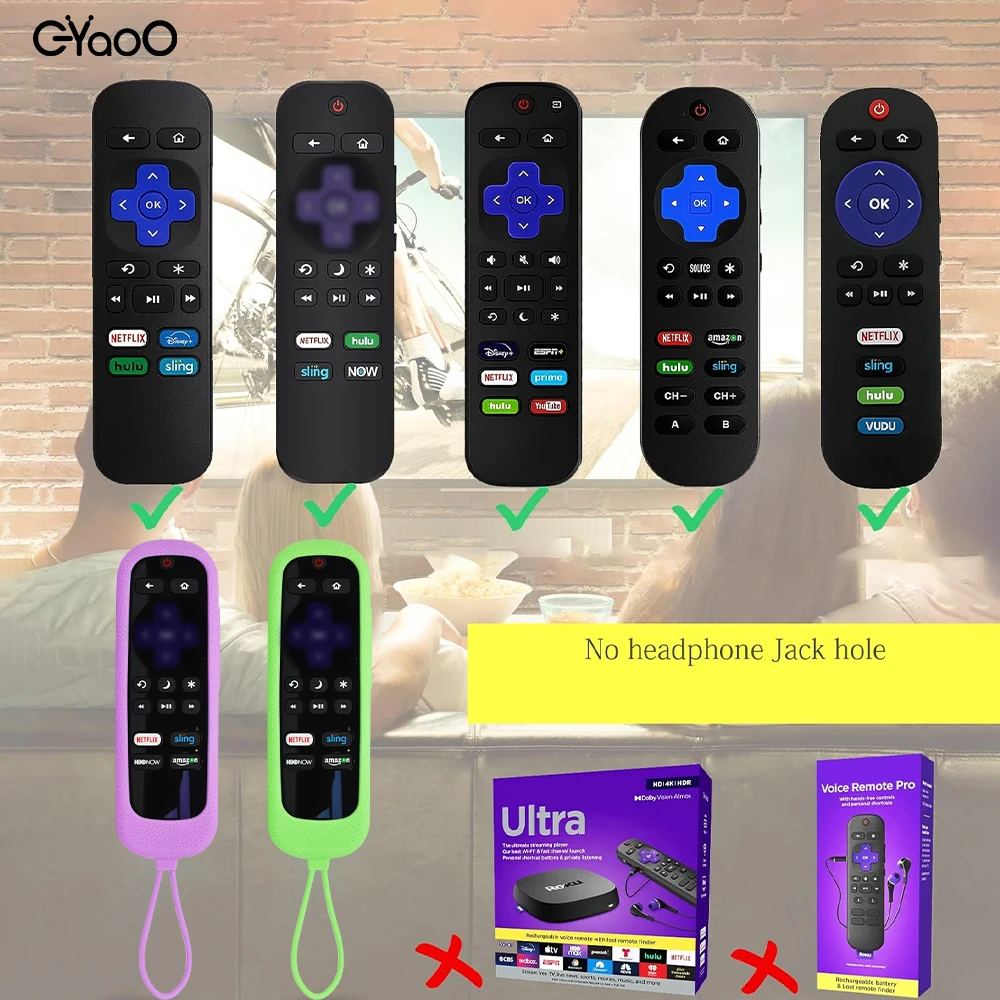 Roku Remote Control Case For TCL Roku TV Silicone Protective Controller Universal Replacement Sleeve Skin Glow in The Dark