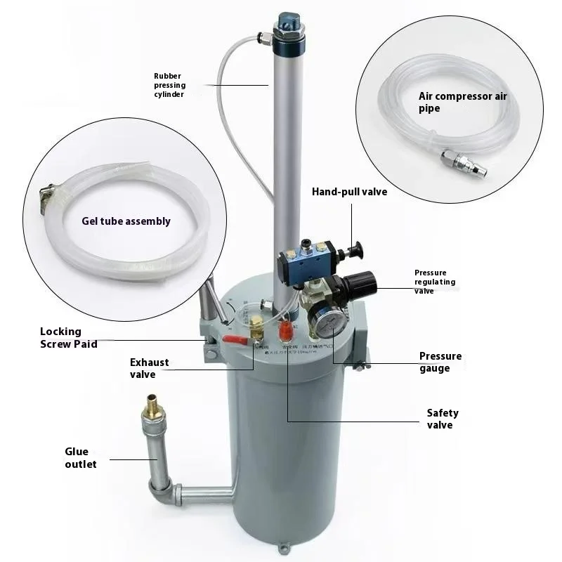 

2600ml Stainless Steel Pressure Barrel with Silicone Dispensing Valve Carbon Steel Pressure Barrel 220v Electric Glue Machine