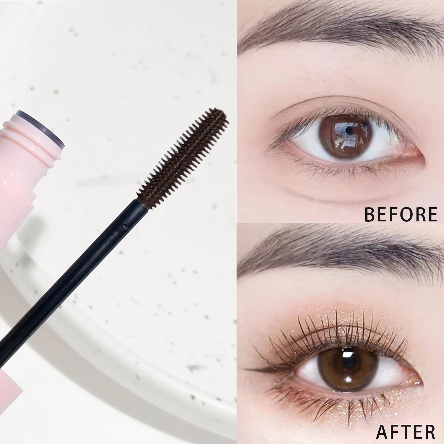 Long and thick mascara, waterproof, non-smudged, curled, makeup holding eyelash base
