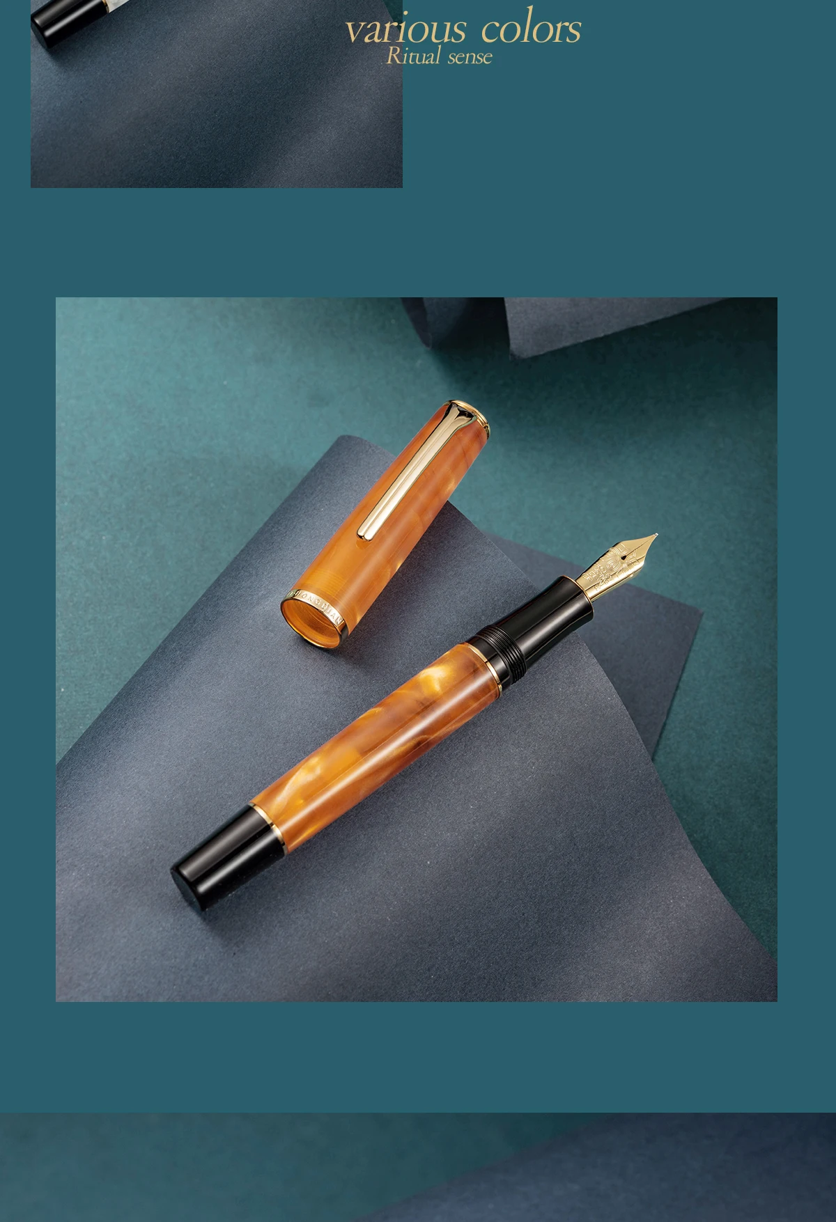 LT Hongdian N12 Kolbenfüllfederhalter für Kalligrafie, hochwertige Geschenkbox, Retro-Stil, Acrylharz, für Studenten, Erwachsene, Business S – Detail 9