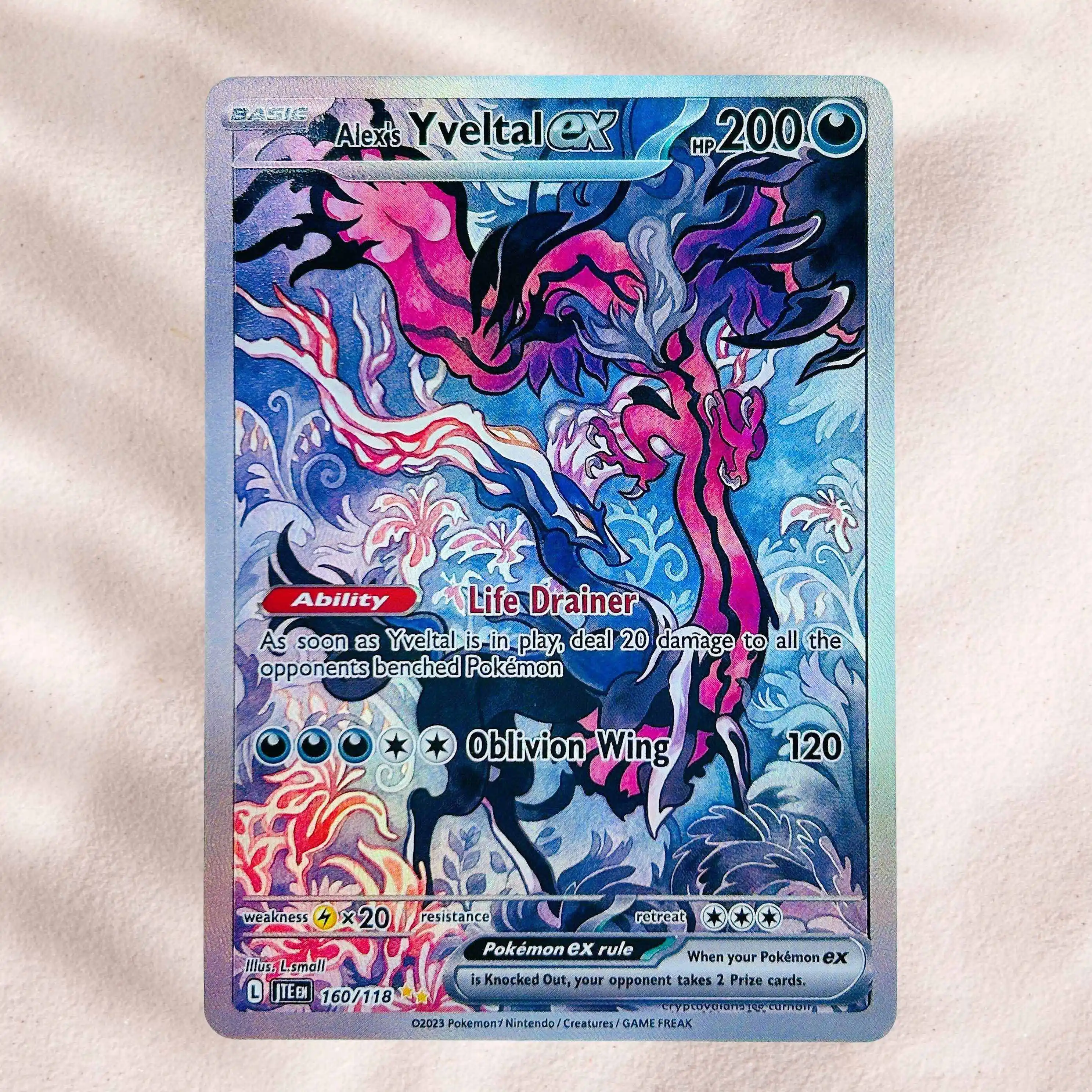 DIY Alex's Yveltal EX 160/118 Folien-Textur-Karten Englische Version Sammlerqualität Premium Anime-Sammelkarten
