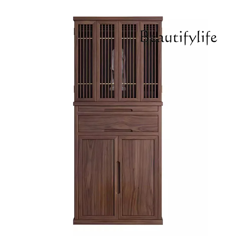 New Chinese Style Solid Wood Clothes Closet Simple with Door God of Wealth Bodhisattva Guan Gong Large Buddha Niche