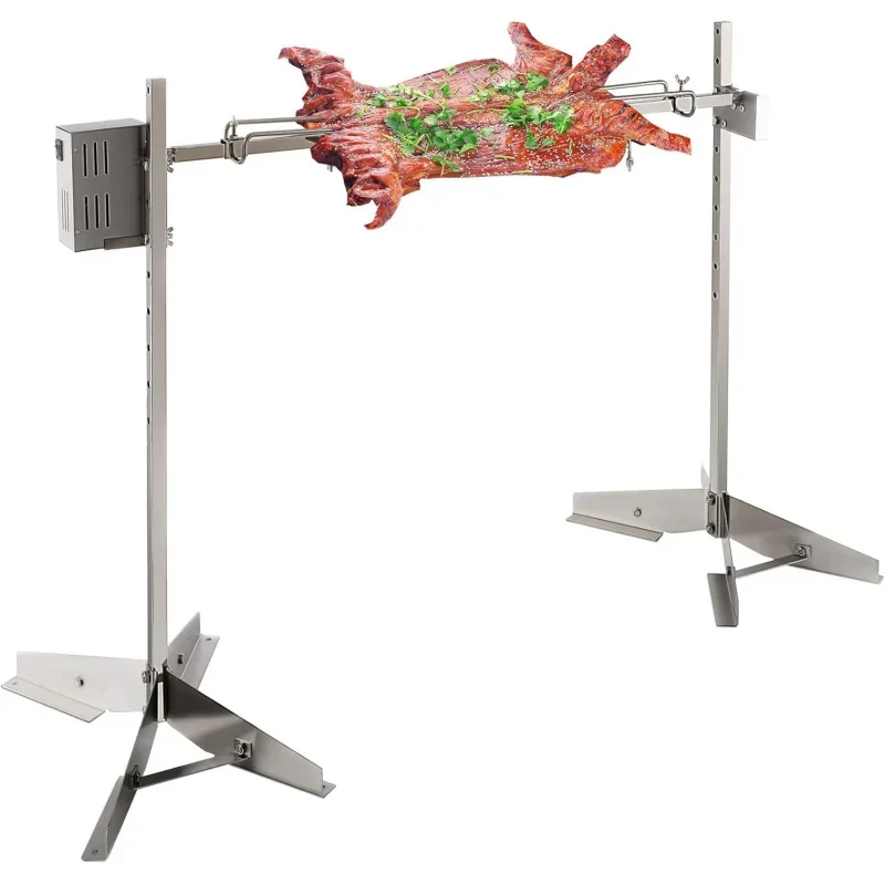 Electric | 90LBS Rotisserie Grill | 32W Rotatable Motor BBQ | Height Adjustable Spit Roaster Stand Roasting Pig