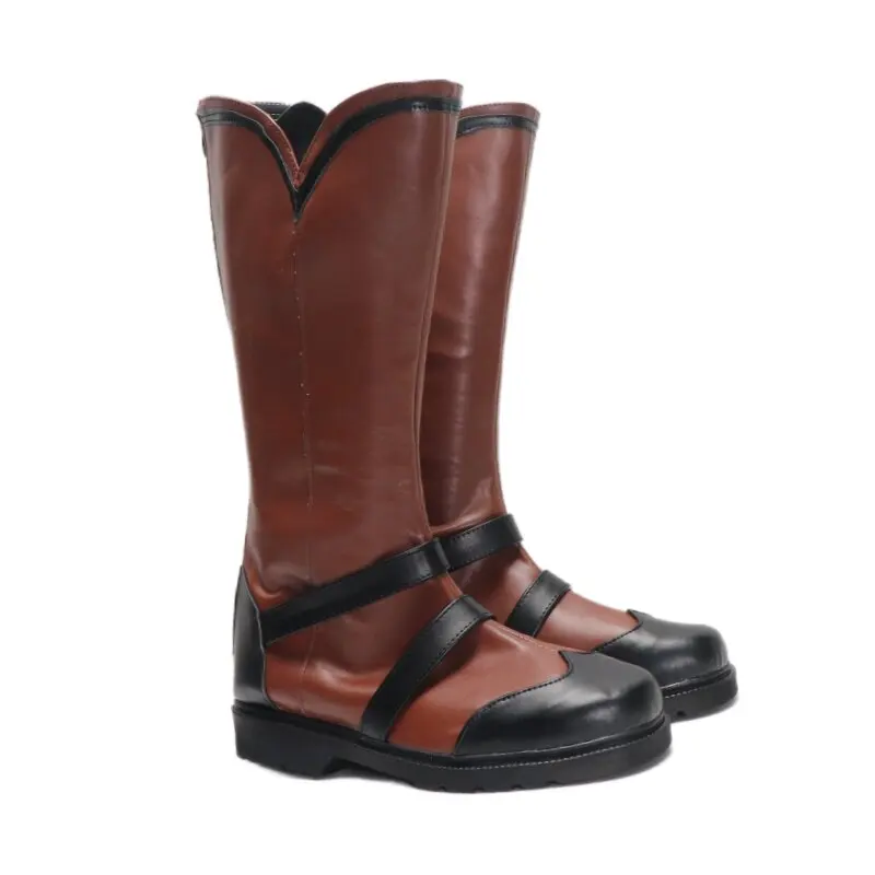 Anime Mushoku Tensei: Jobless Reincarnation Rudeus Greyrat Cosplay Shoes Brown Long PU Leather Boots For Halloween Carnival