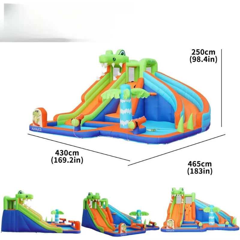 

Inflatable trampoline air double water slide jump inflatable castle bounce house slide combination