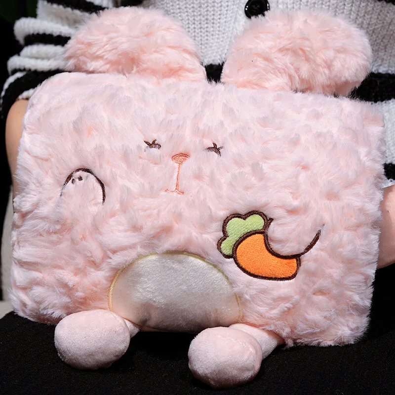 الكرتون الأرنب الفراء غطاء اليد الدافئة أفخم Kawaii دمية على شكل حيوان الكلب القط لعبة الدجاج ديناصور لينة هدية للأطفال #6