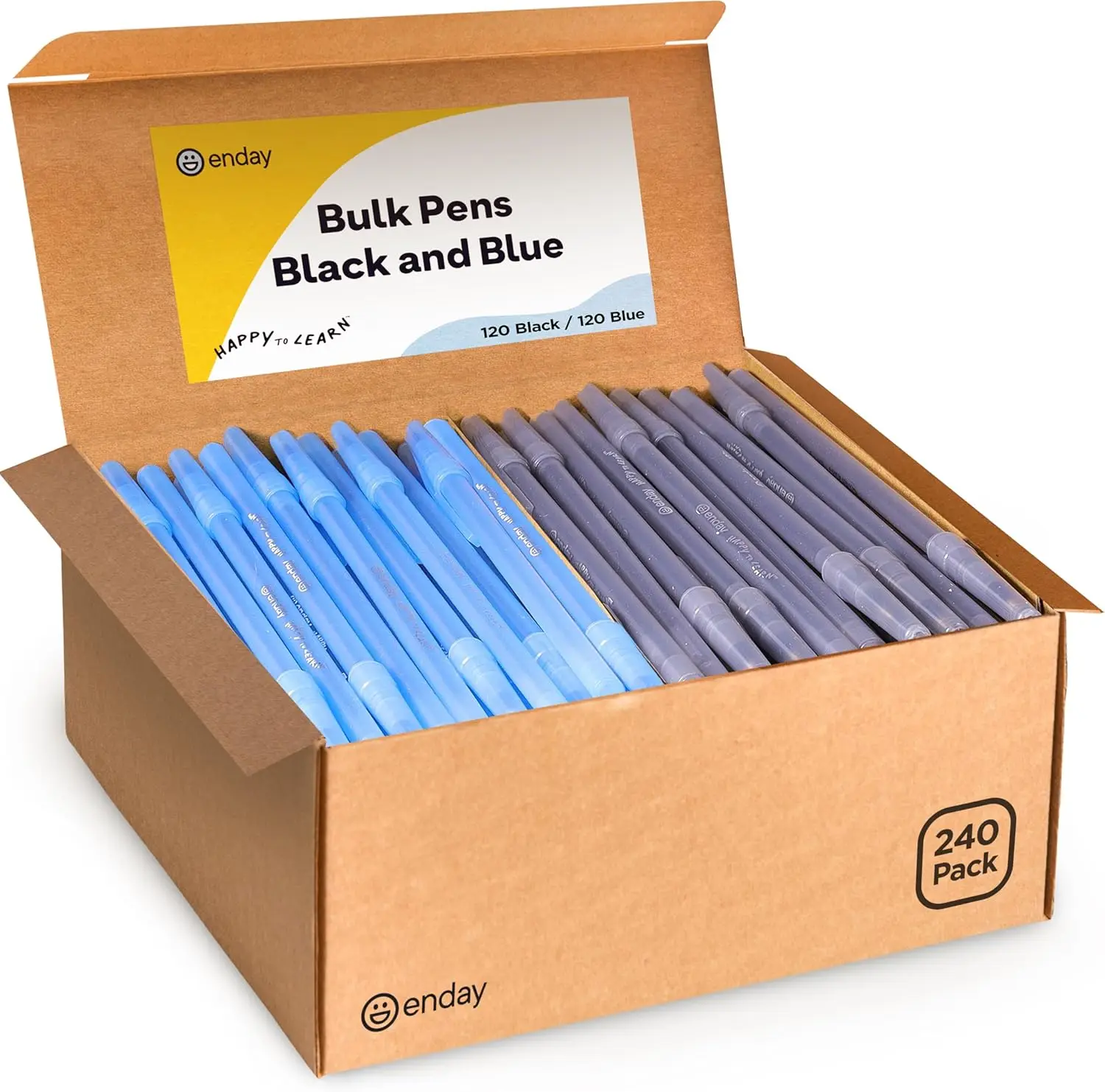 

240 Pack Ballpoint Pens, 120 Black & 120 Blue, 1.0mm Medium Point, Comfort Round Barrel for Smooth Writing