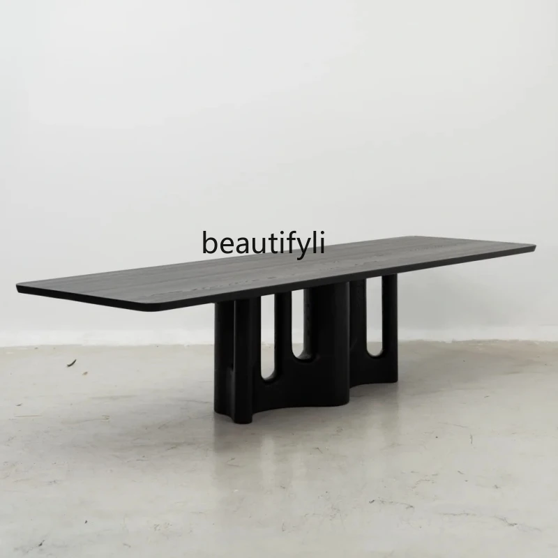 

Medieval solid wood dining table Wabi family B & B model room dining table French retro dining table