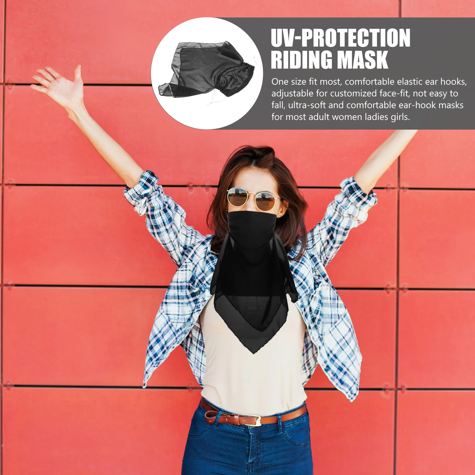 

Women Chiffon Sun-Resistant Neck Guard Face Mask Thin Veil Breathable Uv Protection Riding Mask Black Summer Women Chiffon