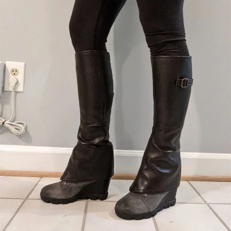 PU-Beinschutz, Steampunk-Krieger-Schuhüberzug, mittelalterlicher, gotischer Schuhüberzug für Maskerade, Ritterkostüm, Accessoire, Cosplay-Requisite, für Damen und Herren. – Detail 2