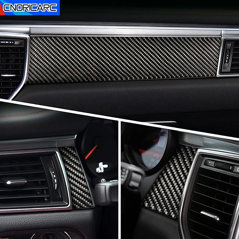 Car Accessories Center Console Dashboard Cover Decoration Air Vent Frame Trim Carbon Fiber Sticker For Porsche Macan 2014-2021