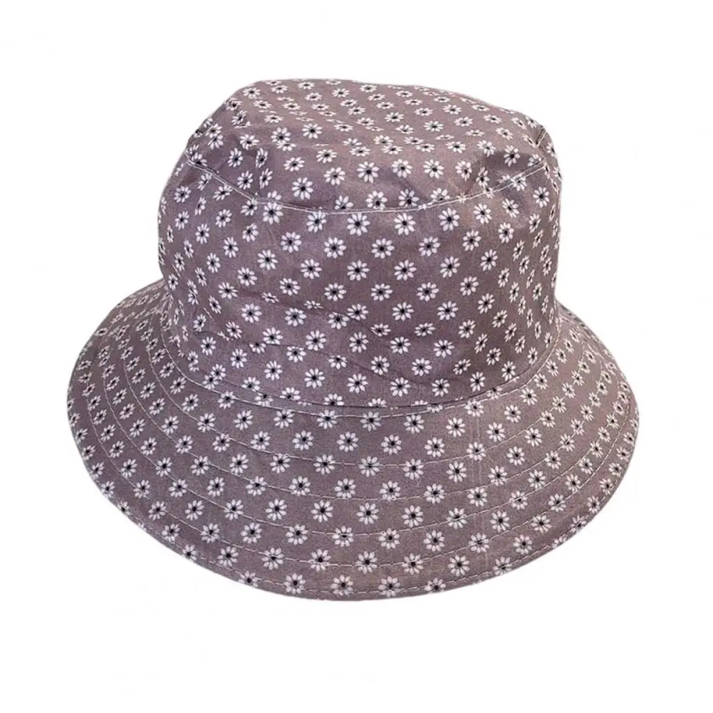 Middle-aged Women Hat Stylish Floral Print Sunscreen Bucket Hat for Women Wide Brim Fisherman Hat with Elastic Band for Outdoor