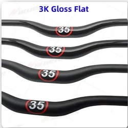 Full Carbon Fiber Strong 3K MTB  Handlebar 35mm  Flat Riser Bars Cycling Bicycle Parts