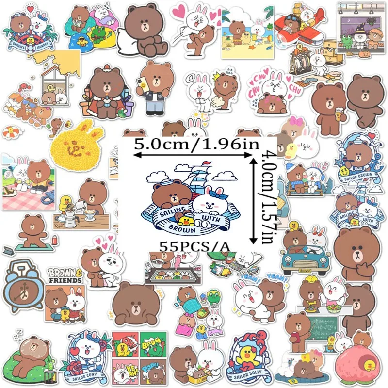 LINE FRIENDS Brown Cony Sally Anime-Style Decorative Stickers for Students’ Luggage Notebooks Phone Cases DIY Graffiti Stickers view 4