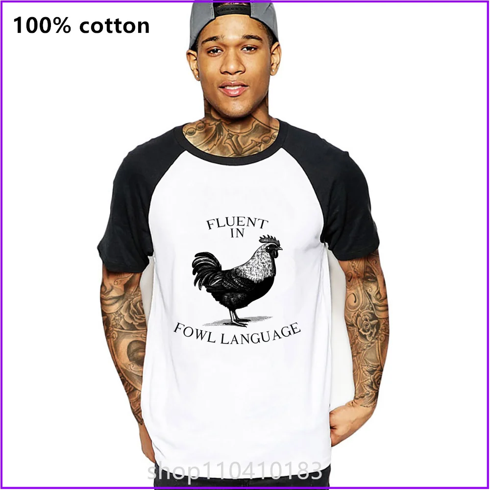 Farmlife Fluent In Fowl Language T Shirts For Men'S Women Tshirt T-Shirt Running Printed Drop Shoulder High Quality Work Couple