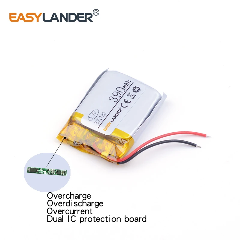 3 шт./лот 522730   3,7 В, 390 мАч, литий-ионная литий-полимерная батарея для Bluetooth-гарнитуры, беспроводного телефона, GPS, MP3