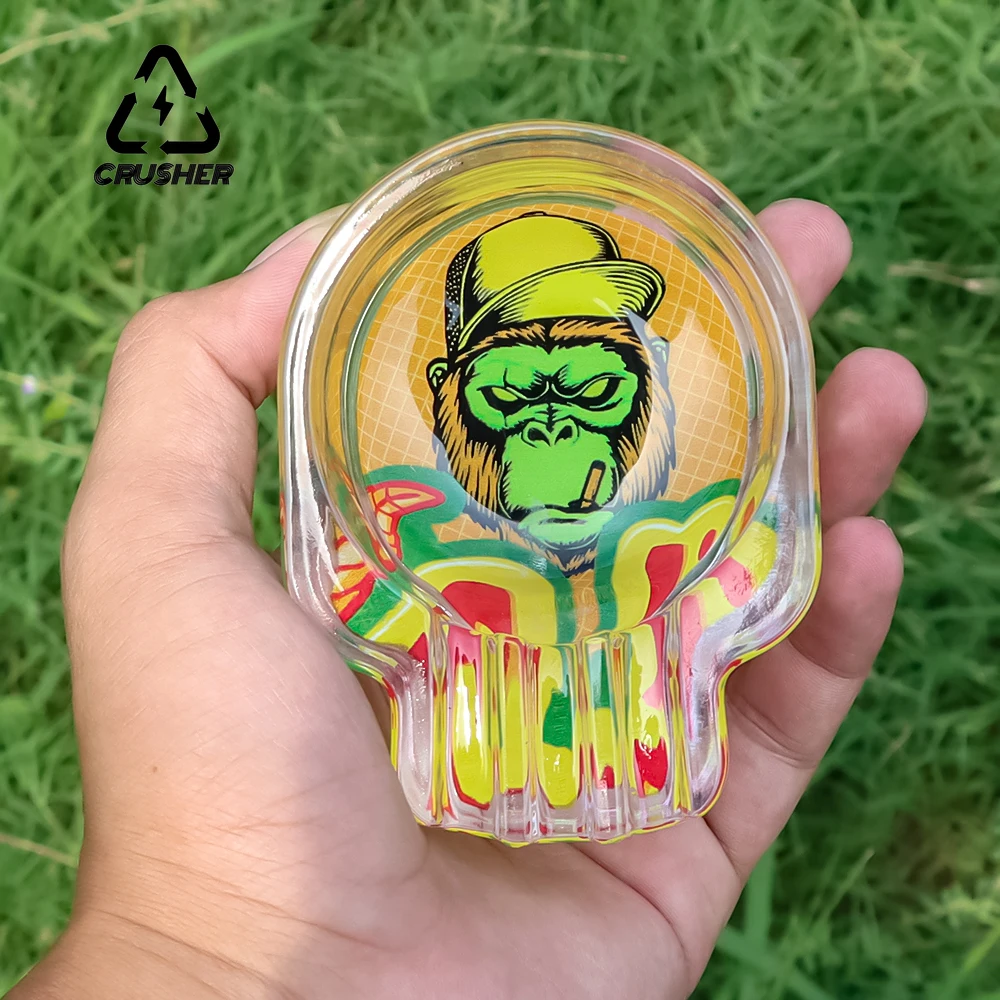 

Gorilla Pattern Cigar Ashtray Skull-shaped Creative Glass Elegant Ash Tray for Smoking Lovers Home Living Office Outdoor Ashtray