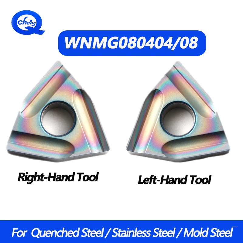 

10Pcs/Box WNMG080404 Multi-Color High-Feed Milling Inserts PVD Coated Titanium Alloy Machining Stainless Steel Hardened Steel