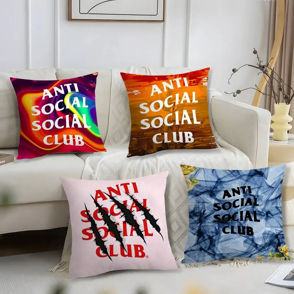 A-Anti Social Social Club Kissenbezug, kurzer Plüschdruck, Kissenbezug, quadratisch, Dekokissenbezüge, Sofa, Heimdekoration
