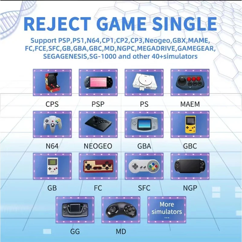 Coopreme V6 ريترو وحدة تحكم بجهاز لعب محمول 64G ثنائي النظام 40 + لعبة محاكاة صندوق سوبر HD لعبة فيديو لاعب هدية مثالية للرجال #3