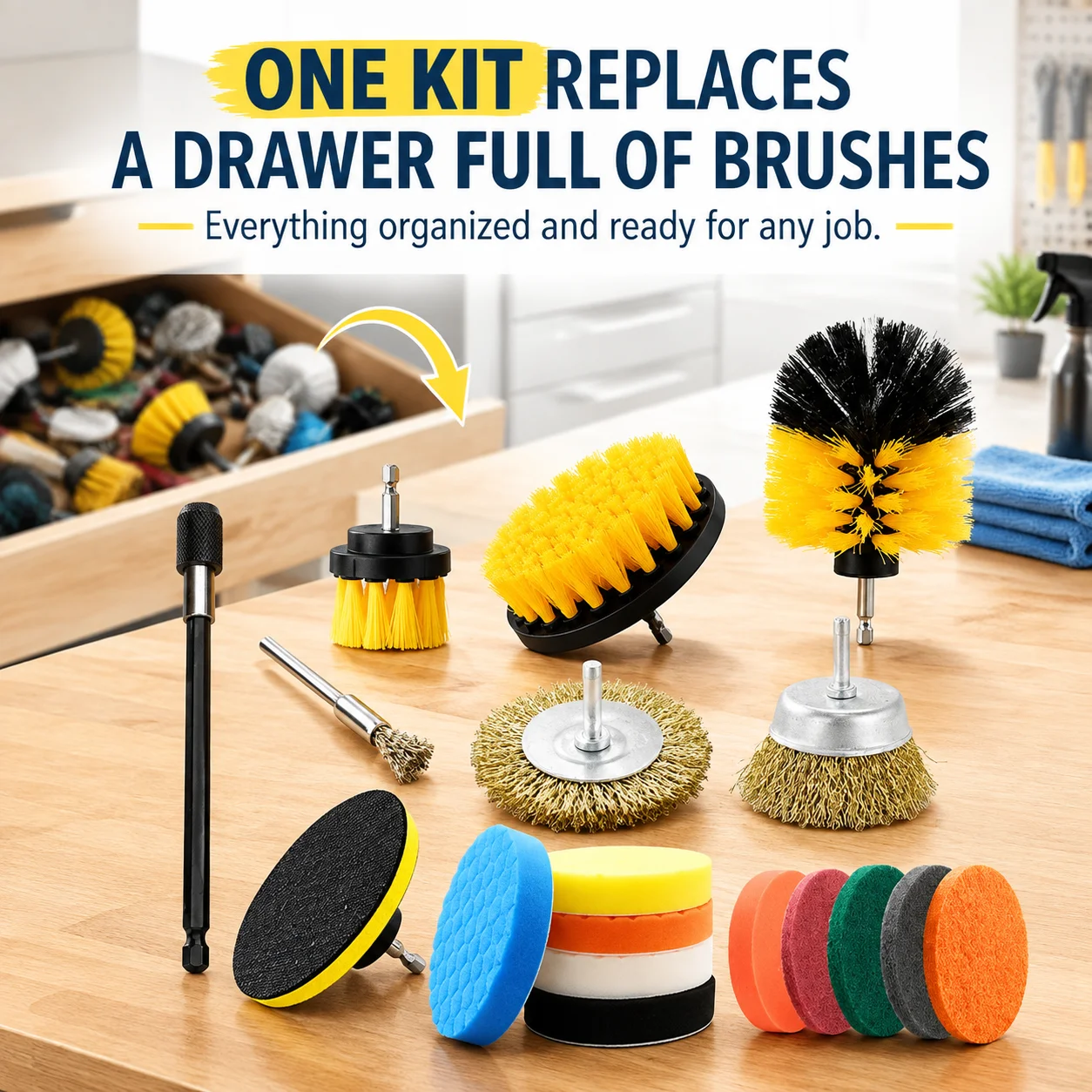 18 Piece Drill Brush Attachment Set Scouring Pads Power Scrubber Brush Scrub Pads for Bathroom Surfaces Floor Tub Shower Grout