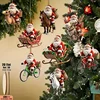 8pcs Different Riding Tools 2D Flat Santa Claus Wooden Ornament Set - Perfect for Christmas Trees and Holiday Home Decorations 6