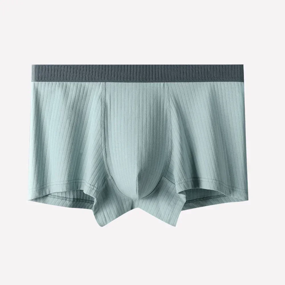 

Men Underwear Thin Sexy Mid Waist Boxer Shorts Panties Solid Flat Corner Trunks