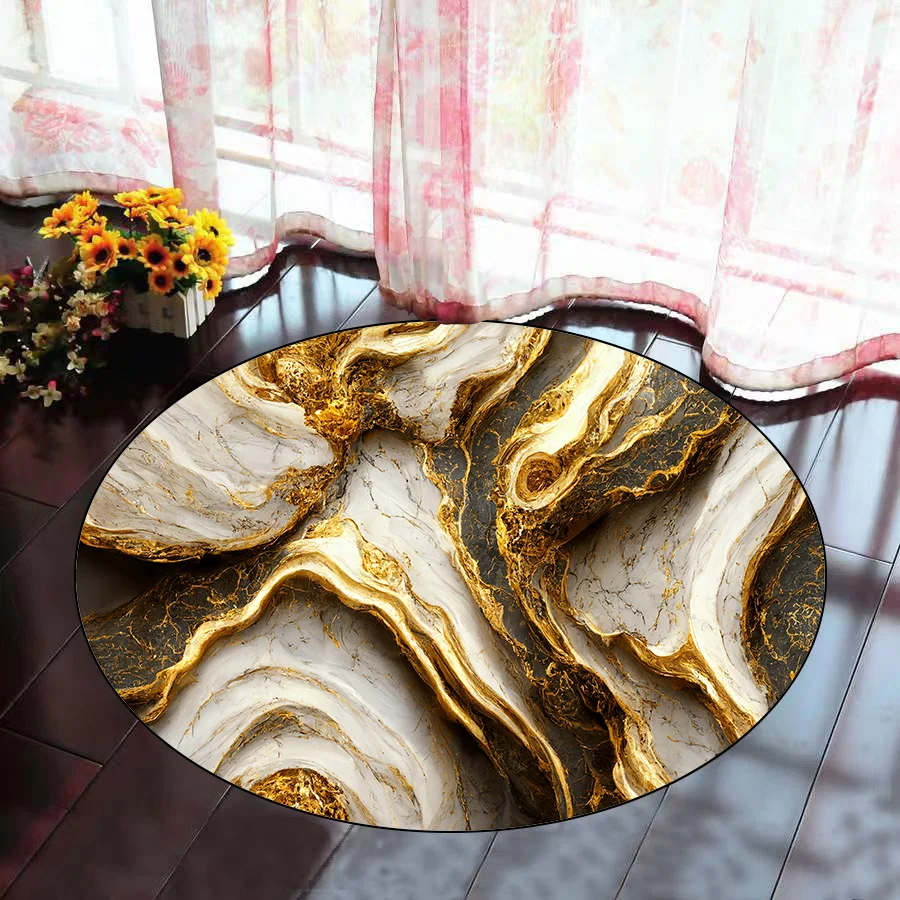 Marmor Luxus runden Teppich für Wohnzimmer moderne abstrakte Dekoration Teppich rutsch feste Balkon Couch tisch Matten wasch bare Lounge Teppich