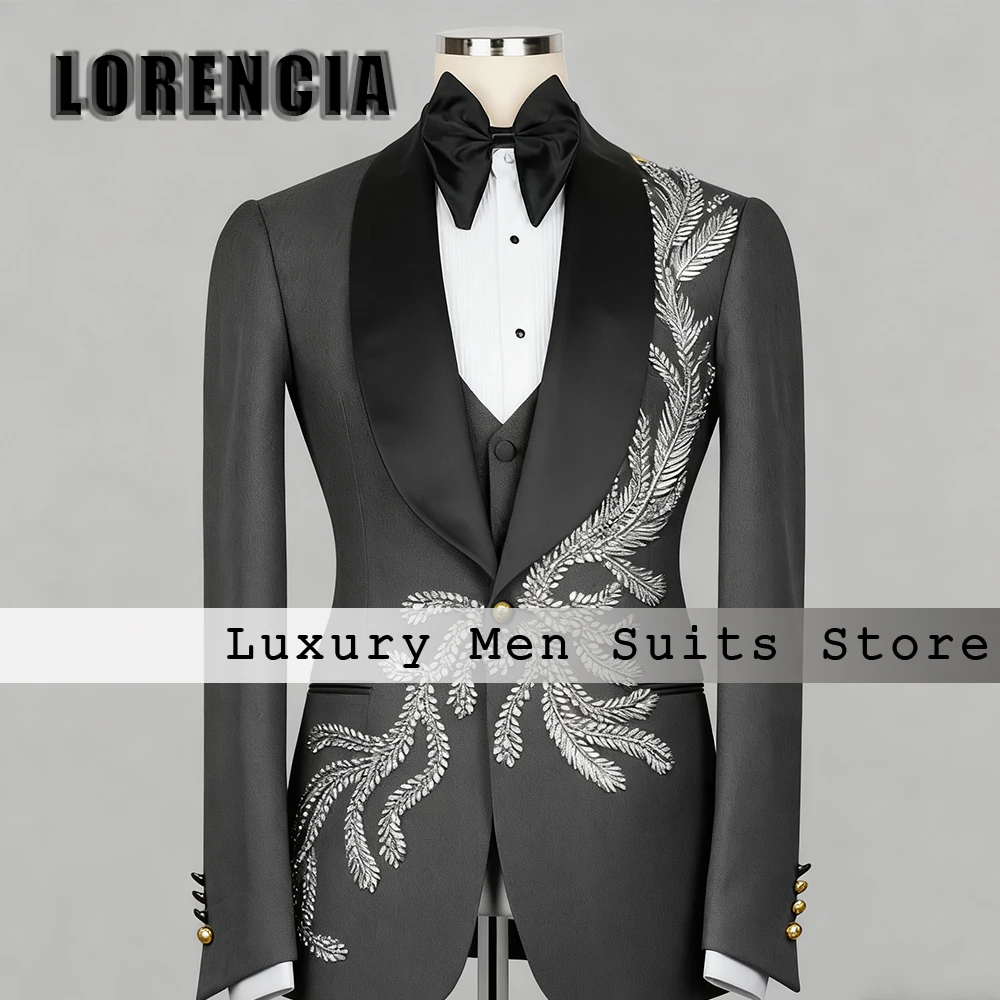 

Мужские костюмы со сверкающими бриллиантами, комплект из 2 предметов, блестящий кристалл, вечерний смокинг с бисером, индивидуальный пиджак, брюки, disfraz hombre