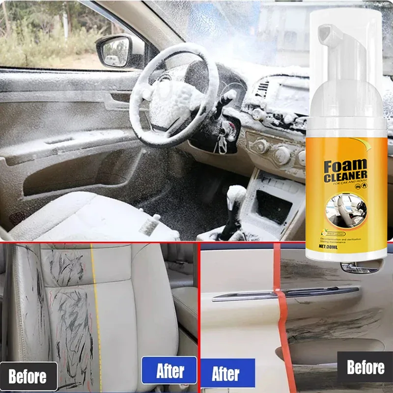 Limpiador de espuma para coche, limpiador mágico multiusos de 30ml para Interior de automóvil, asiento de cuero