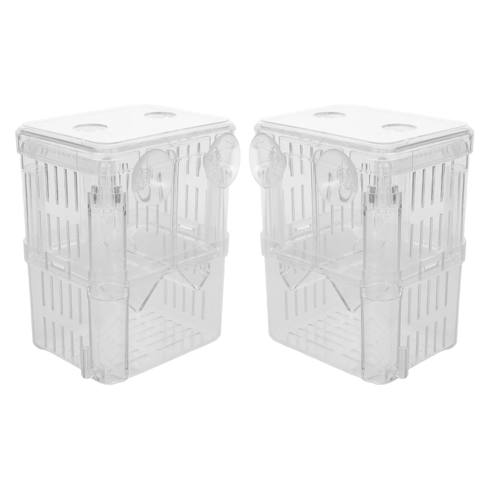 

2Pcs Fish Breeding Box Clear Acrylic Floating Isolation Chamber for Aquarium 12.5x9.5x8cm Guppy Hatchery Tank Small Fish