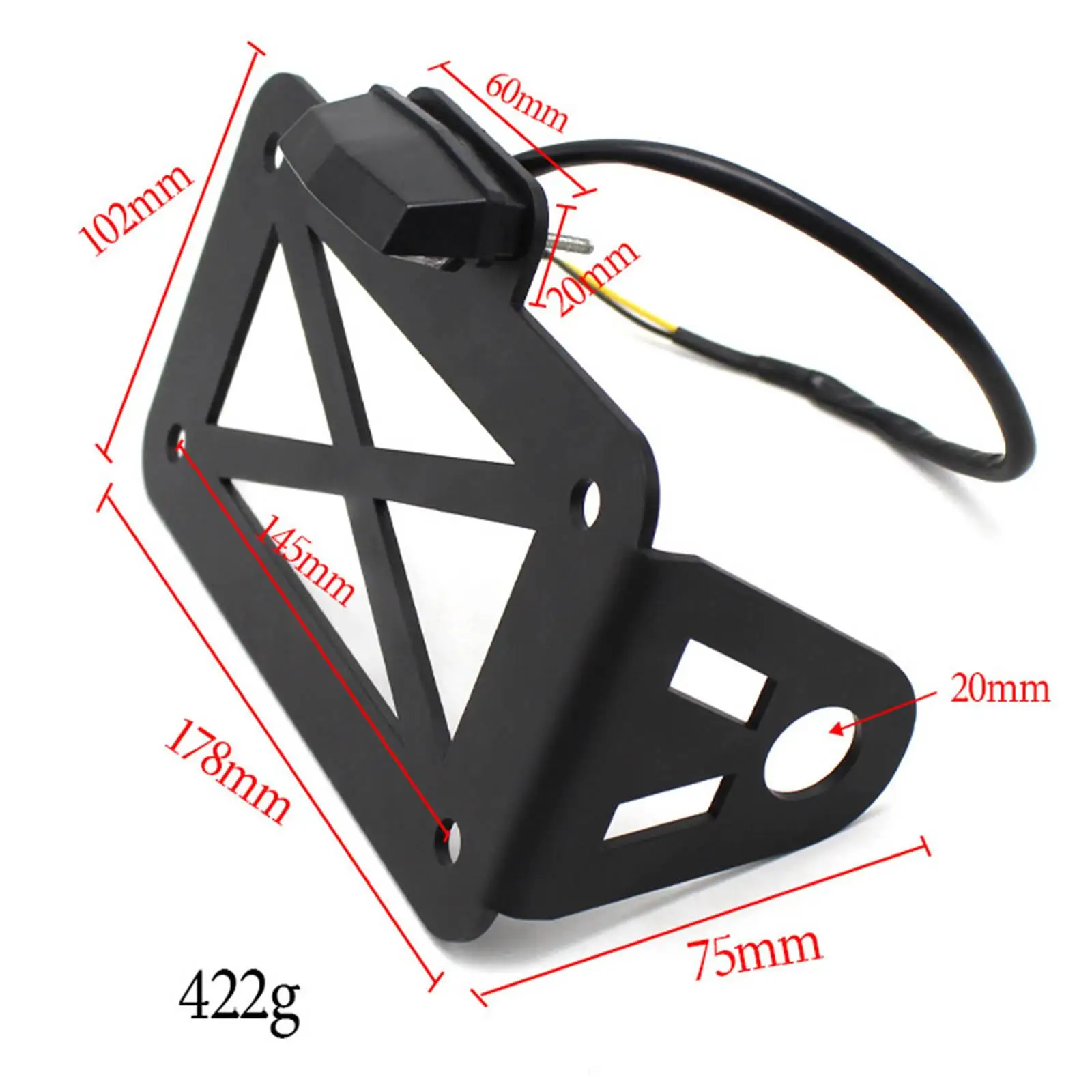 Universal Motorcycle Black License Plate LED Light Frame Holder For image 6