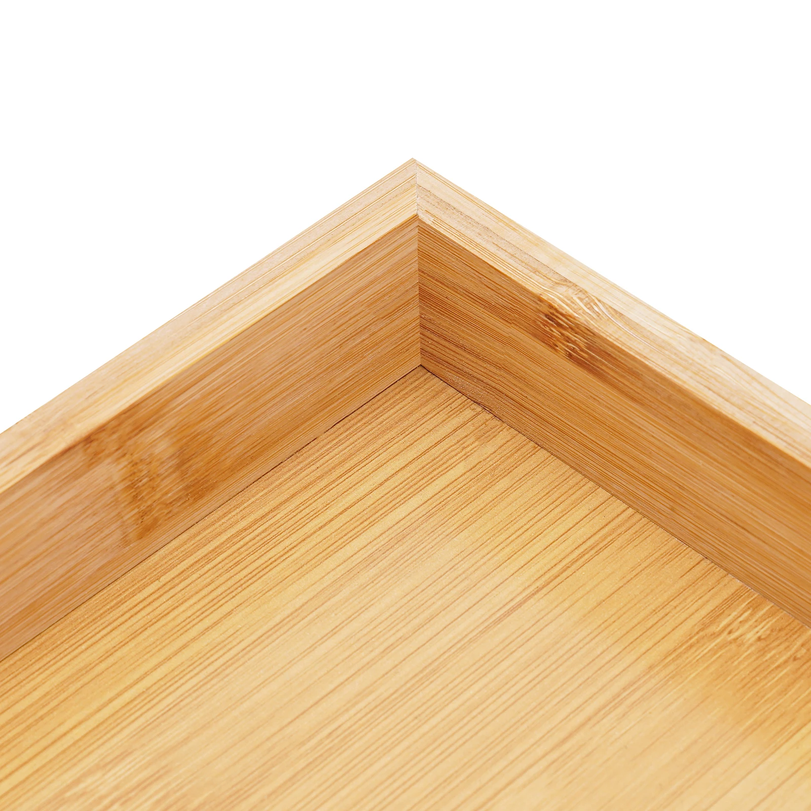 Plateau de service en bambou 4 pièces, plat de petit déjeuner rectangulaire en bois, assiette à café décorative avec poignées pour Fruits, gâteaux, boissons