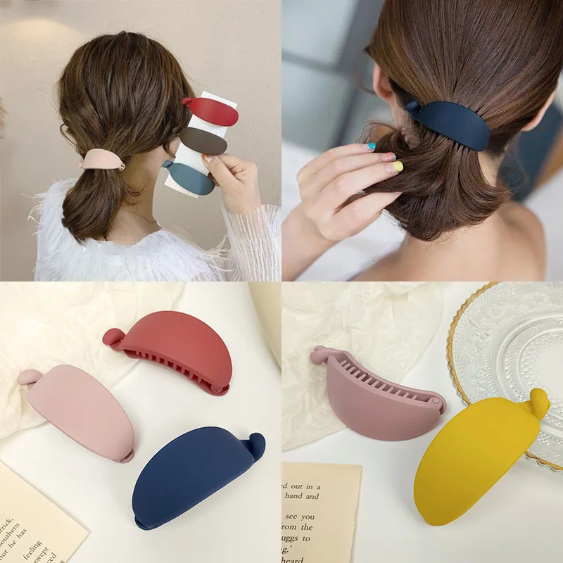 

2023 New Cute Candy Colors Banana Shape Hair Claws Women Girls Sweet Hair Clips Ponytail Holder Hairpins Popular Hair Catches