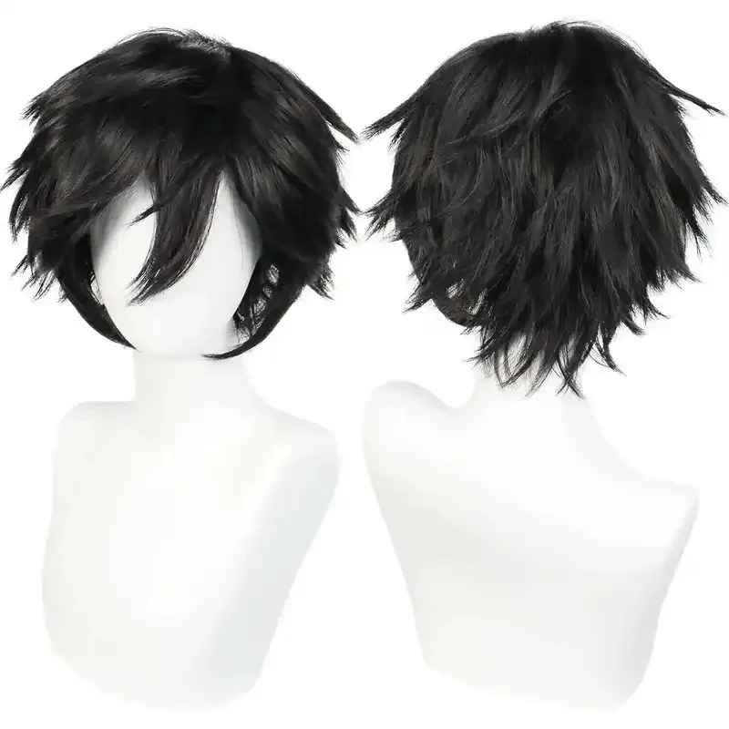 Peluca sintética de Schott, disfraz para evento de Navidad y Halloween, fiesta a juego, peluca negra de juego de rol de Anime para hombres y mujeres