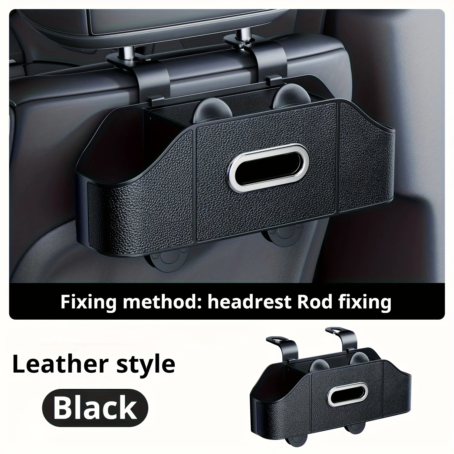 

Car Seat Back Organizer with Heavy-Duty Storage Box & Cup Holders - Heavy-Duty Construction, Hook-On Installation