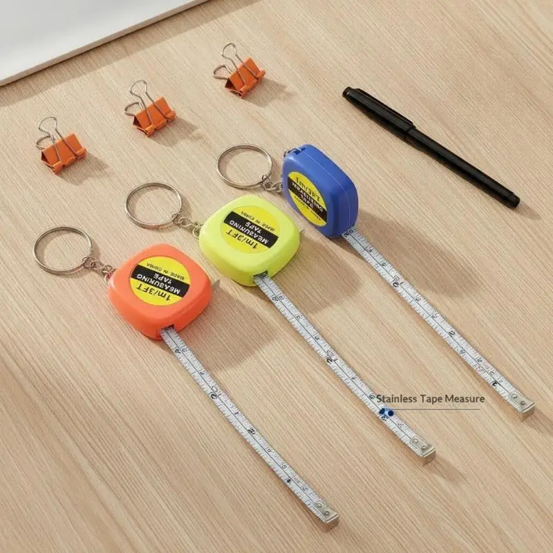 Mini Retractable Measuring Tape 1M 3FT Portable Space Saving with Keychain for Small Business Retail Use
