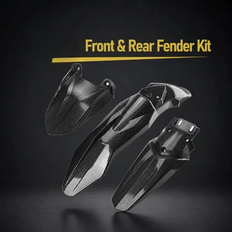 PP Material Carbon Fiber Pattern Front & Rear Fender Upgrade Kit For Talaria X3 MX3 MX4 Electric Off‑Road Dirt Bike Accessory