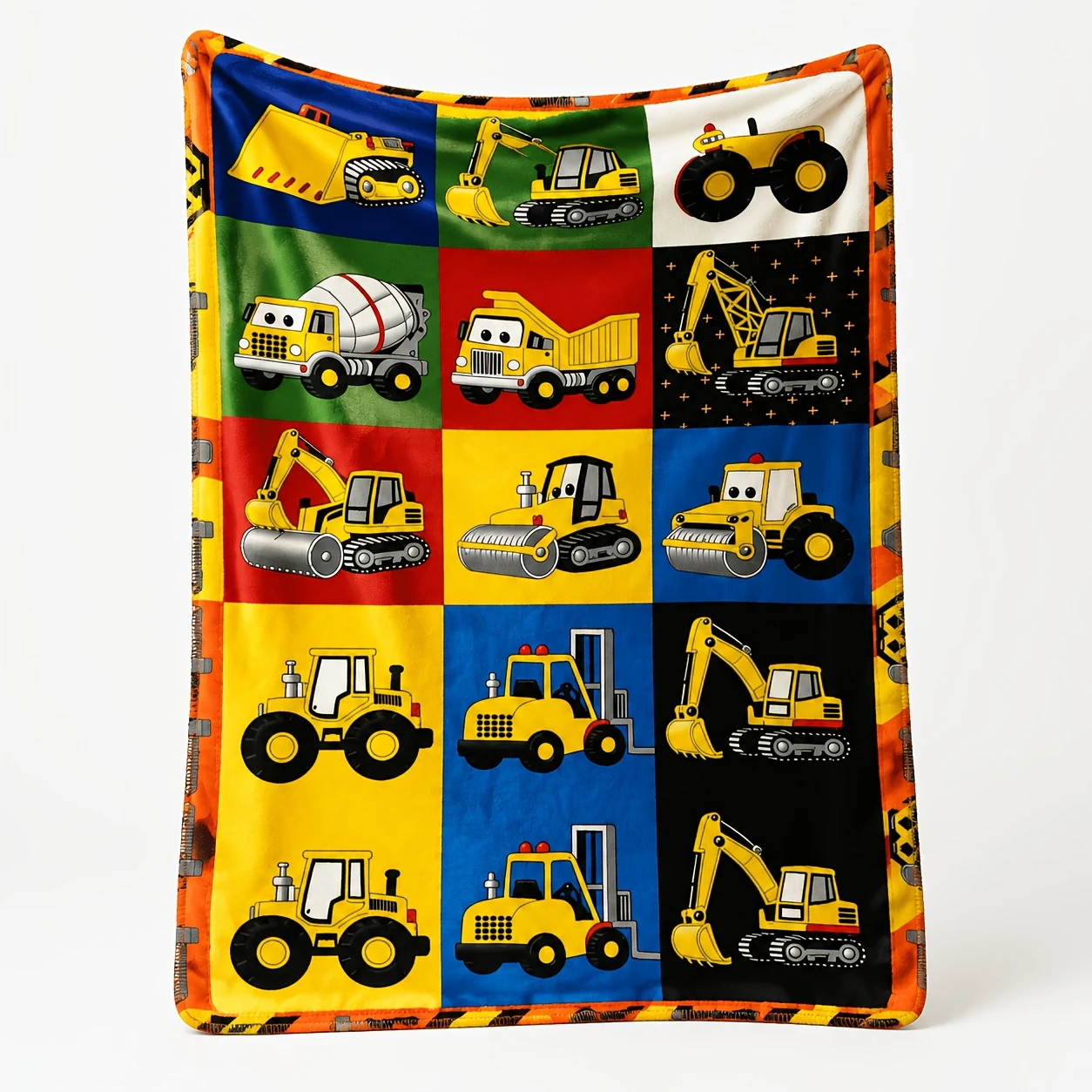 Cartoon Engineering Vehicle Excavator Puzzle Printed Flannel Blanket Soft Sofa Cover Blanket Bedroom Nap Blanket