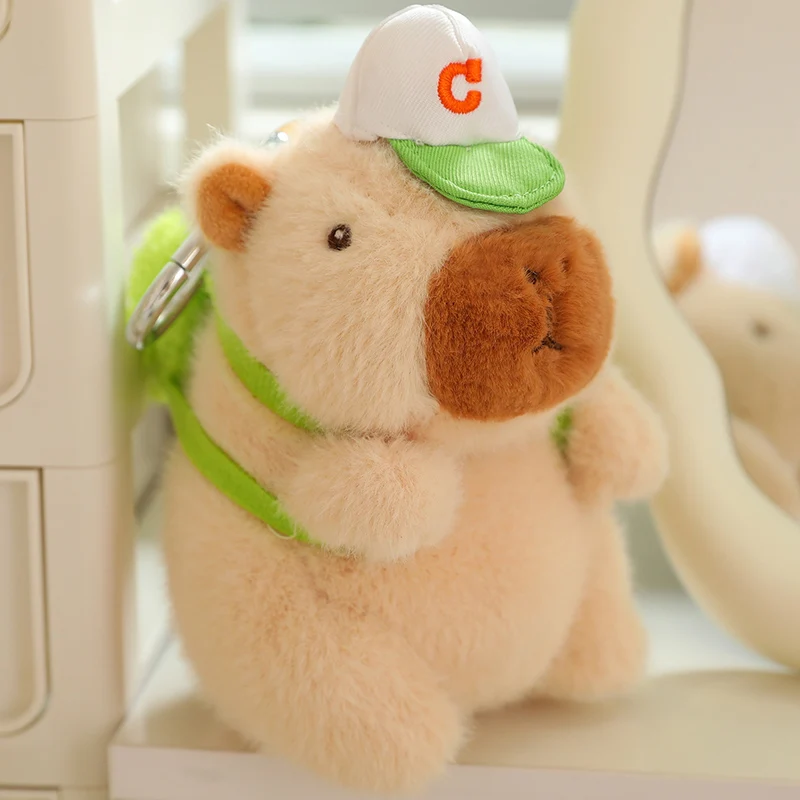 Kawaii Stuffed Animals Fluffy Capybara With Backpack Tortoise Slap Bracelet Capybara Plush Toy keychain Birthday Gift