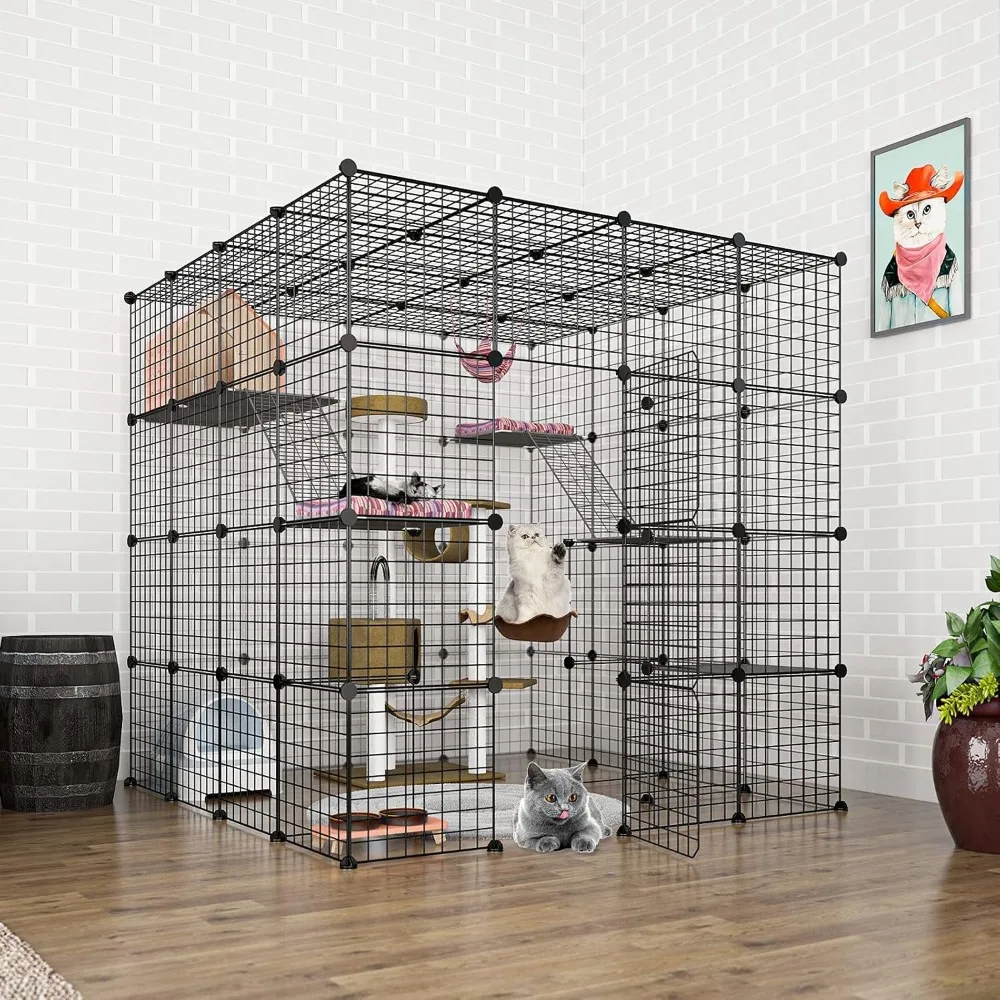 

Large Cat Cage Indoor Enclosure Cat Playpen Metal Wire Kennels Crate Outdoor Enclosures for Kitten Ferret