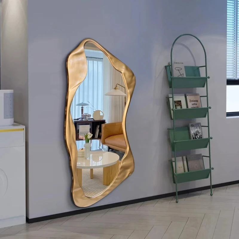 household home-style wall-mounted special-shaped mirror floor-to-ceiling creative des Light luxury modern art full-length mirror